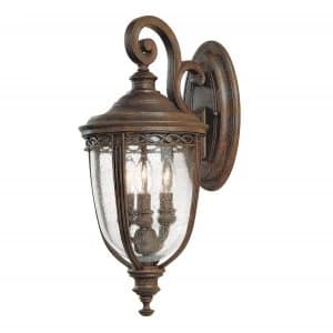 3 Light Outdoor Medium Wall Lantern Light British Bronze IP44, E14