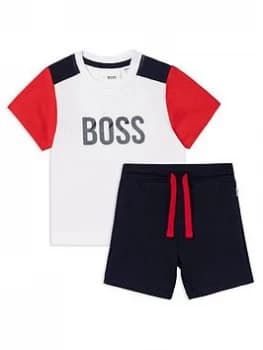 Hugo Boss Logo T-Shirt and Bermuda Shorts Set White/Navy Size 3-6 Months Boys