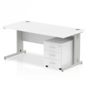 Impulse 1200 Straight Wire Managed Workstation 500 Three drawer mobile Pedestal Bundle White