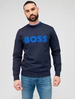 BOSS Stadler 84 Large Logo Sweatshirt, Dark Blue, Size 2XL, Men