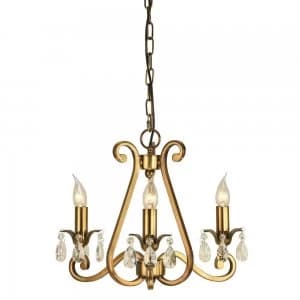 3 Light Multi Arm Ceiling Pendant Chandelier Antique Brass, E14