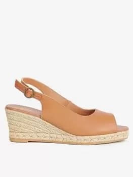 Barbour Barbour Nadia Leather Open Toe Wedge Sandal - Brown, Size 3, Women