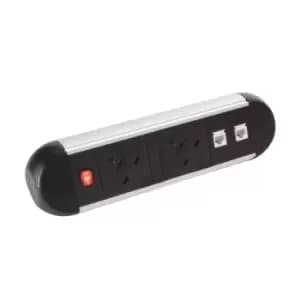 Chroma clip-on power module 2 x UK sockets and 2 x RJ45 sockets - white