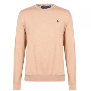 POLO RALPH LAUREN Pima Crew Neck Sweatshirt - Camel Melange