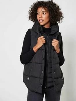 Mint Velvet Padded Double Layer Gilet - Black