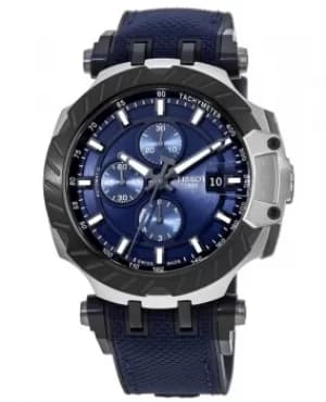 Tissot T-Race Chronograph Blue Dial Blue Rubber Strap Mens Watch T115.427.27.041.00 T115.427.27.041.00