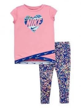 Nike Sportswear Toddler Girls Leggings Set - Pink/Blue, Pink/Blue, Size 12 Months, Women