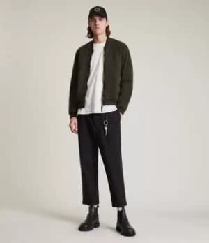 AllSaints Mens Lows Bomber Jacket, Dark Grey, Size: L