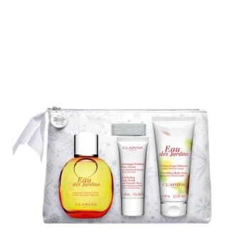 CLARINS EAU DES JARDINS+LOTION 100ML+BODY SCRUB 30ml Gift Set