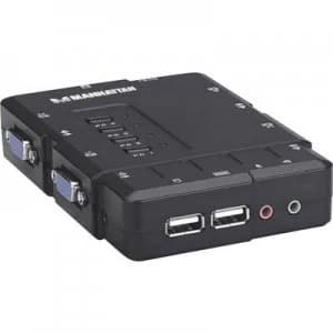Manhattan 4 ports KVM changeover switch VGA USB 1600 x 900 p