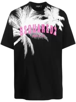 DSQUARED2 D2 Palms Slouch T-Shirt Black