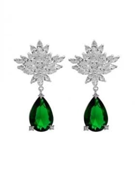 Jon Richard Silver Green Pear Earring