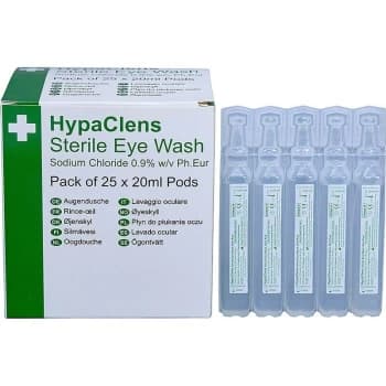 HypaClens Sterile Wound Eye Wash 20ml Pods Box of 25 E401APK25 - Safety First Aid