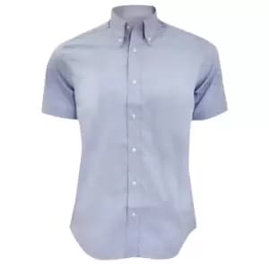 Kustom Kit Mens Short Sleeve Tailored Fit Premium Oxford Shirt (14inch) (Light Blue)