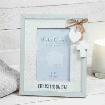 4" x 6" - Petit Cheri Christening Photo Frame - Blue
