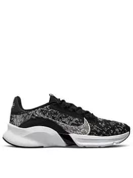 Nike Superrep Go 3 Flyknit - Black/Silver/White, Black/Silver/White, Size 4, Women