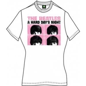 The Beatles Hard Days Night Pastel Ladies White T Shirt X