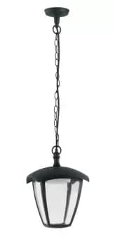 LADY Outdoor LED Pendant Ceiling Light Black, IP44 800lm 4000K 17cm