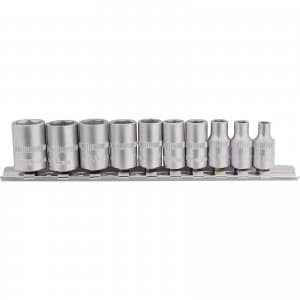 Draper 10 Piece 1/4" Drive Hex Socket Set Metric on Rail 1/4"