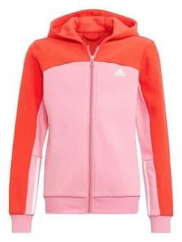 adidas Junior Girls CB Fleece Hoody TT - Red/White, Size 5-6 Years, Women