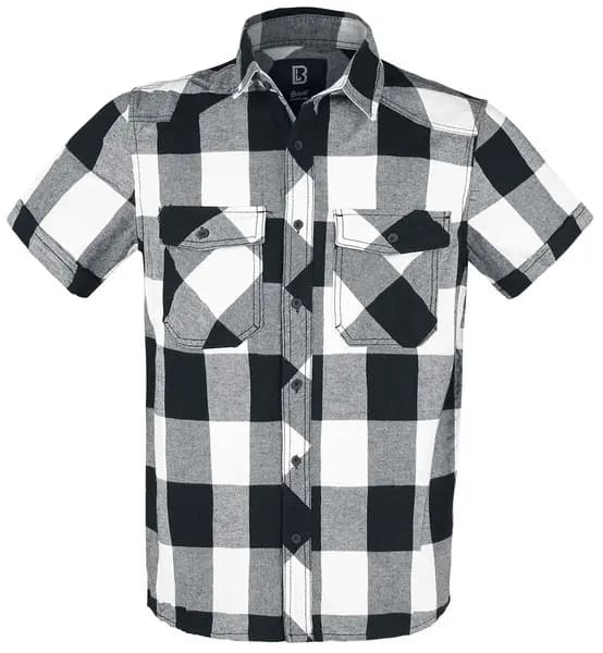 Brandit Checkshirt Short Sleeve Shirt, black-white, Size 2XL