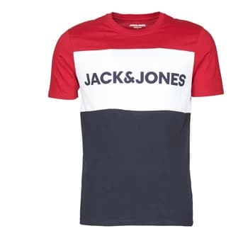 Jack Jones JJELOGO BLOCKING mens T shirt in Red - Sizes XXL,S,M