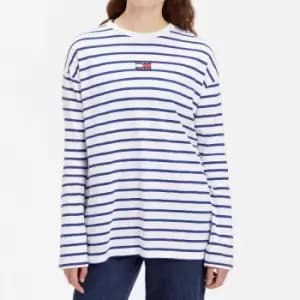 Tommy Jeans Over Badge Striped Cotton-Jersey Top - M