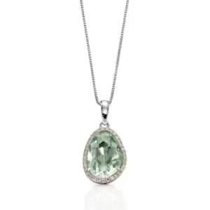 JG Signature 9ct White Gold Green Fluorite & Diamond Irregular Necklace