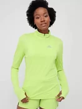 adidas Running Womens Long Sleeve T-Shirt - Lime, Size L, Women