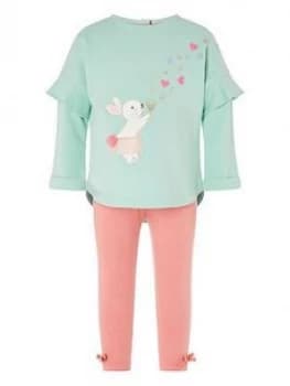 Monsoon Baby Girls Bunny Heart Top And Legging Set - Aqua