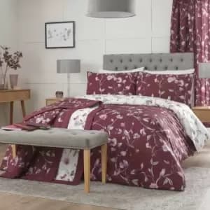 Dreams & Drapes Sweet Pea Floral Print Easy Care Reversible Duvet Cover Set, Plum, Single