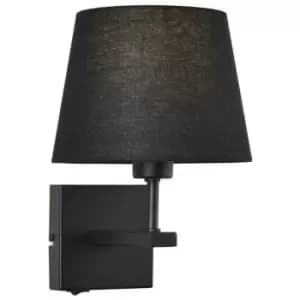 Italux Norte - Modern Bedside Lamp Black Matt 1 Light with Black, Round Shade, E27