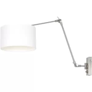 Sienna Lighting - Sienna Prestige Chic Wall Lamp with Shade Steel Brushed, Chintz White