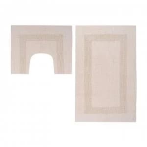 Linens and Lace 2 Pack Mega Bath Mat Set - Cream
