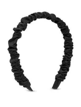 Mood Black Ruched Fabric Headband, Silver, Women