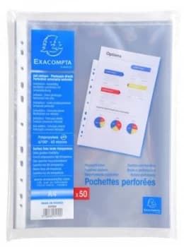 Exacompta Punch Pockets PP A4 60mic Clear PK50