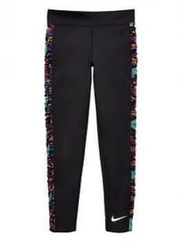 Nike Girls Nike One Leggings - Black Print, Black Print, Size S, 8-10 Years, Women