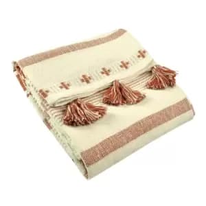 Pangea Tasselled Throw Terracotta