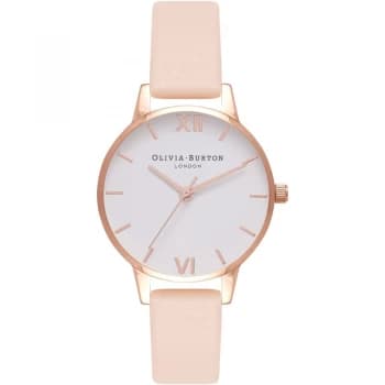 White Dial Midi Dial Gold & Nude Peach Watch