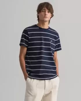 GANT Men Breton Stripe T-Shirt (L) Blue