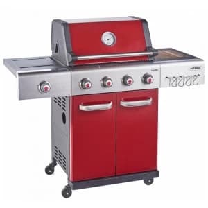 Outback Jupiter 4-Burner Hybrid Gas & Charcoal Barbecue - Red