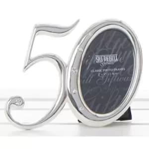 Silver Diamante 50th Birthday Photo Frame