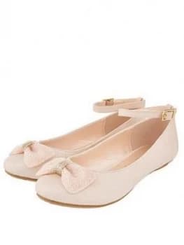 Monsoon Girls Megan Beaded Bow Ballerina - Pale Pink