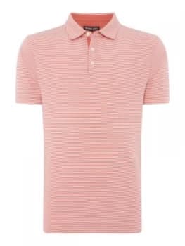 Mens Michael Kors Feeder Fine Stripe Polo Shirt Pink