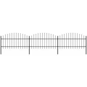Garden Fence with Spear Top Steel (1-1.25)x5.1 m Black vidaXL - Black