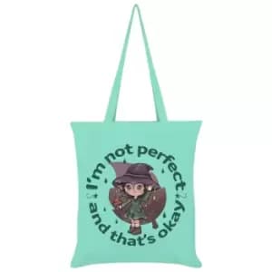 Not Perfect And That's Okay Kooky Witch Tote Bag (One Size) (Mint Green/Brown) - Grindstore