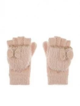 Monsoon Girls Poppy Fluffy Sparkle Capped Gloves - Pink