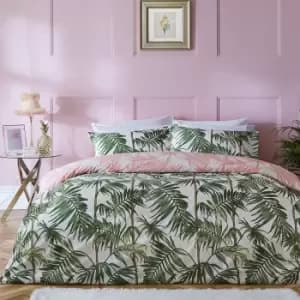 Parlour Palm Tree Duvet Cover Set Blush/Green
