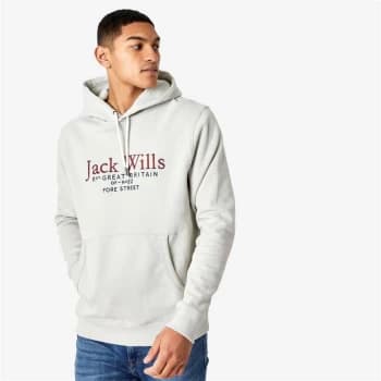Jack Wills Batsford Graphic Logo Hoodie - Silver
