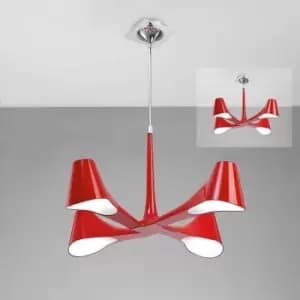Ora Convertible Telescopic Semi-Ceiling Light 4 Bulbs E27, shiny red / white arylic / polished chrome